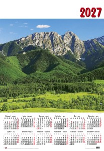 Kalendarz ścienny, jednoplanszowy (B1) 2027 - 9 Tatry